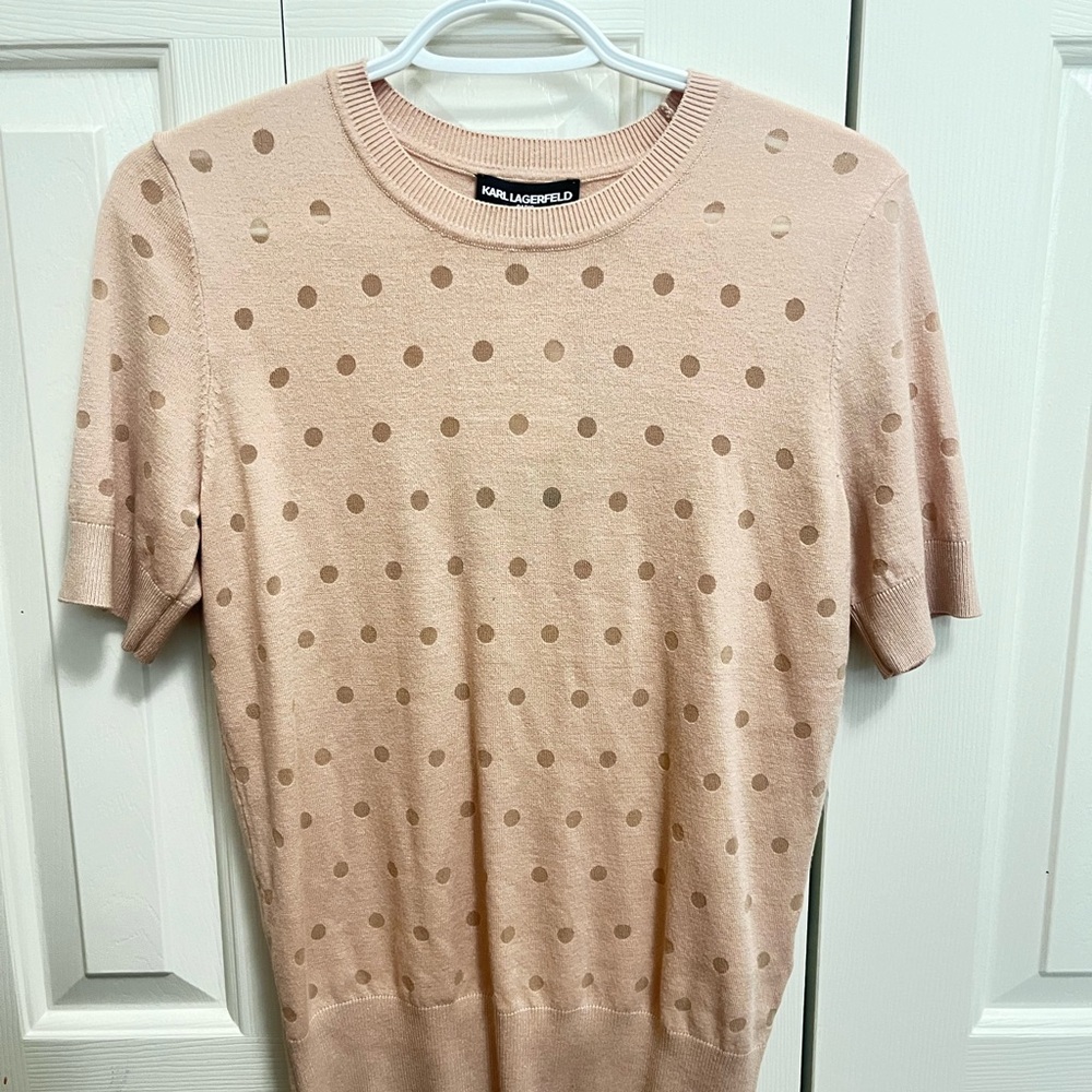 Baby pink Karl Lagerfield short sleeved sweater